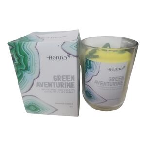 Henna Shoppe Green Aventurine Crystal Candle 8oz Eucalyptus Spearmint NIB